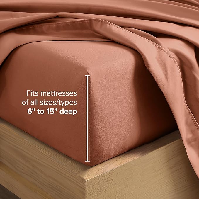 Bare Home King Sheet Set - 1800 Ultra-Soft Microfiber King Bed Sheets - Double Brushed - Deep Pockets - Easy Fit - 4 Piece Set - Bedding Sheets & Pillowcases (King, Terracotta)