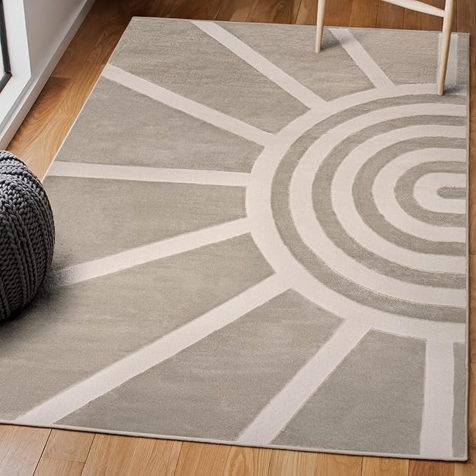 JONATHAN Y Sun Two-Tone High-Low Indoor Area Rug 3X5 Beige/Cream, Aelius MidCentury Scandinavian Abstract for Living Room, Bedroom, Kitchen, Easy-Cleaning, Pet-Friendly, Non-Shedding SND101A-3
