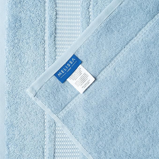 Melissa Linen, 2 Piece, Ocean Blue Bath Towels, 100% Turkish Cotton Bath Towels for Bathroom, Absorbent, Quick Dry, Durable and Soft Shower Towel, 28 in x 55 in, Spa and Hotel Quality