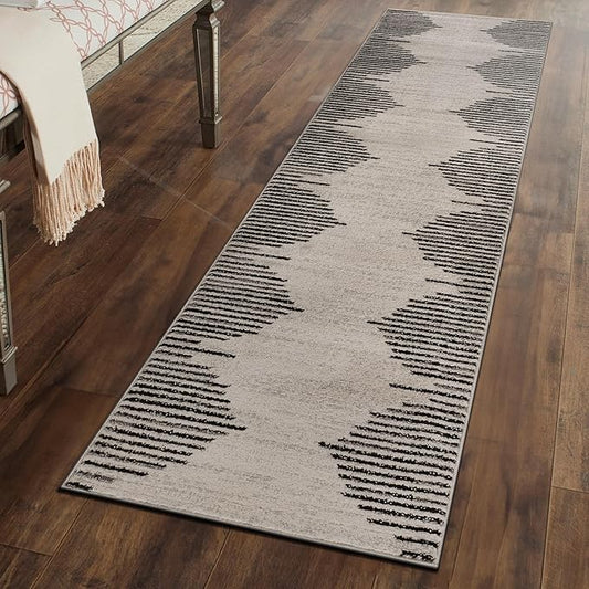 Rugshop Bohemian Stripe Stain Resistant High Traffic Living Room Kitchen Bedroom Dining Home Office Area Rug 2' x 7' Cream