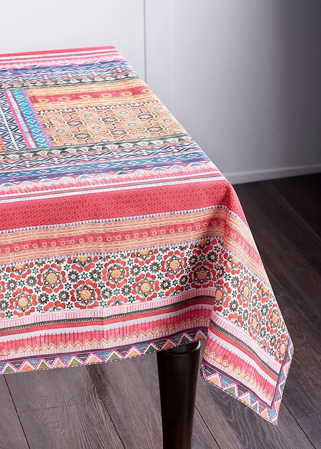 Maison d' Hermine Table Cloth Square Table 100% Cotton 60 x 60 Inches Fall Tablecloth Reusable Everyday Use for Thanksgiving Christmas Decorations Dining Farmhouse Party (Ispahan)