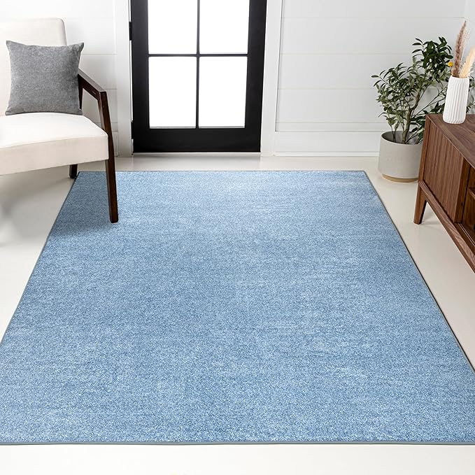 JONATHAN Y Haze Solid Low-Pile Classic Blue Indoor Area Rug 4x6, Coastal,Bohemian,Minimalist,Classic, Easy-Cleaning for Living Room,Bedroom,Kitchen,Pet Friendly,Non-Shedding (SEU100F-4)
