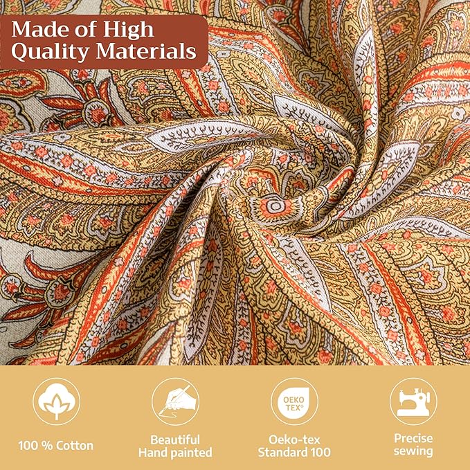 Maison d' Hermine Table Cloth Round Table 100% Cotton 69 Inches Fall Tablecloth Reusable Everyday Use for Thanksgiving Christmas Decorations Dining Farmhouse Party (Kashmir Paisley)