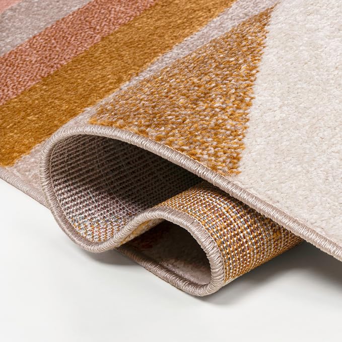 JONATHAN Y Retro Rainbow Stripe Runner Rug 2x8, Red/Gold/Cream, Contemporary, Casual, Coastal, Easy-Cleaning for Living Room, Bedroom, Kitchen, Pet Friendly, Non-Shedding (DZC102C-28)