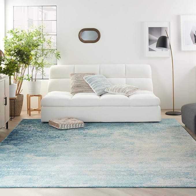 Nourison Home Passion Navy/Light Blue 9' x 12' Area-Rug, Modern, Abstract, Easy-Cleaning, Non Shedding, Bed Room, Living Room, Dining Room, Kitchen (9x12)