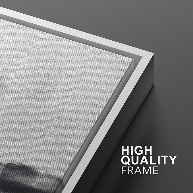 IDEA4WALL Framed Canvas Print Wall Art Set Black and White Urban Abstract Bold Monochrome Brushstroke Illustrations Modern Art Decorative Calm/Zen for Living Room, Bedroom, Office - 16"x24"x2 White