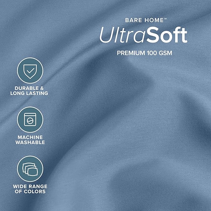 Bare Home Full XL Sheet Set - 1800 Ultra-Soft Microfiber Full Extra Long Bed Sheets - Double Brushed - Deep Pockets - Easy Fit - 4 Piece Set - Bedding Sheets & Pillowcases (Full XL, Coronet Blue)