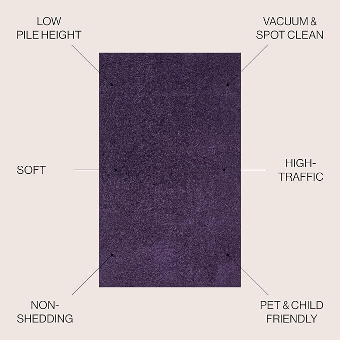 JONATHAN Y Haze Solid Low-Pile Purple Indoor Area Rug 9x12, Coastal,Bohemian,Minimalist,Classic, Easy-Cleaning for Living Room,Bedroom,Kitchen,Pet Friendly,Non-Shedding (SEU100N-9)