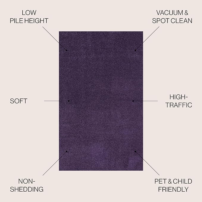 JONATHAN Y Haze Solid Low-Pile Purple 4' Round Indoor Area Rug, Coastal,Bohemian,Minimalist,Classic, Easy-Cleaning for Living Room,Bedroom,Kitchen,Pet Friendly,Non-Shedding (SEU100N-4R)