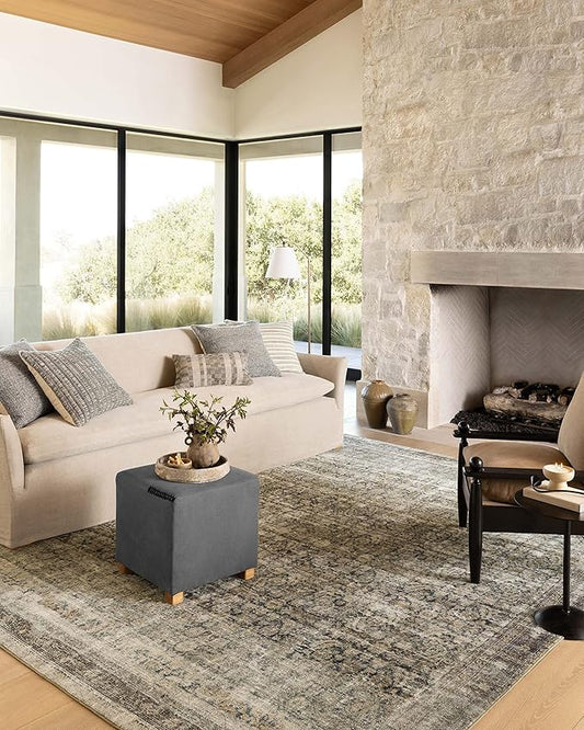 Loloi Amber Lewis Morgan Collection MOG-02 Navy/Sand 7'-3" x 9'-3" 38" Thick Area Rug feat. CloudPile, Neutral, Room Décor, Vintage Inspired, Livingroom, Bedroom, Dining Area