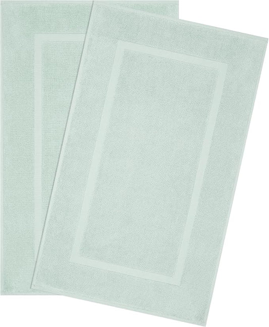 Cotton Paradise 100% Cotton Turkish Bathmat Set, Soft Absorbent Quick Dry, 2 Piece 20x34 Bathmat Floor Set, Mint Green