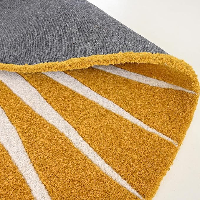Modern Round Area Rug – Hand-Tufted with 100% NZ Wool, Thick & Soft Circular Carpet for Living Room, Bedroom & Dining Room Decor (Mustard, 10' Round)