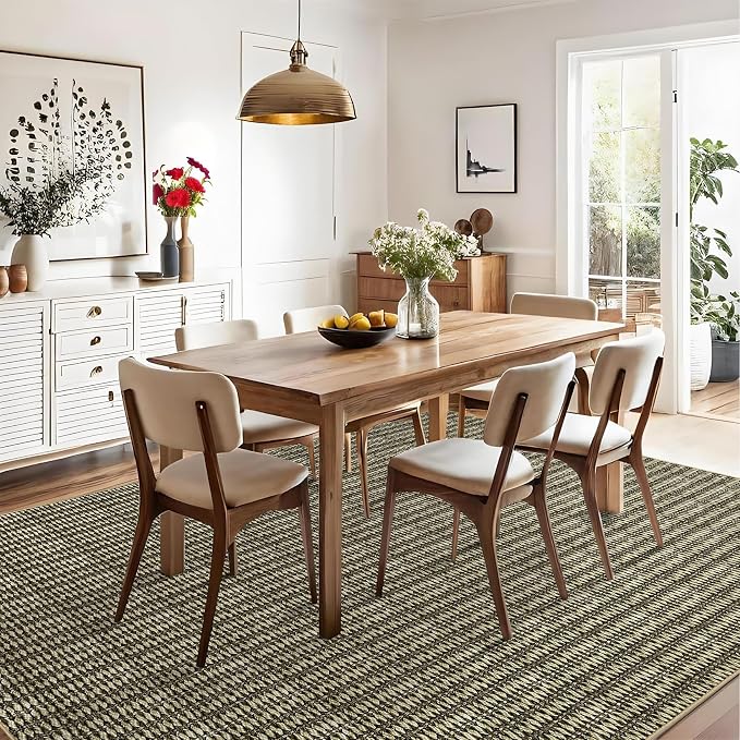 Washable 10x13 Modern Braided Print Area Rug for Living Room Low Pile Soft Bedroom Rugs Non Slip Modern Large Carpet Thin Foldable Boho Vintage Indoor Carpet for Playroom Open Living Room, Taupe