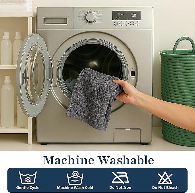 LANE LINEN Luxury Hand Towels Set of 4 (16"x28") - 100% Ringspun Cotton Hand Towel Set - Durable, Quick Dry, Ultra Soft & Highly Absorbent Hand Towels for Bathroom - Sustainably Produced - Cool Grey