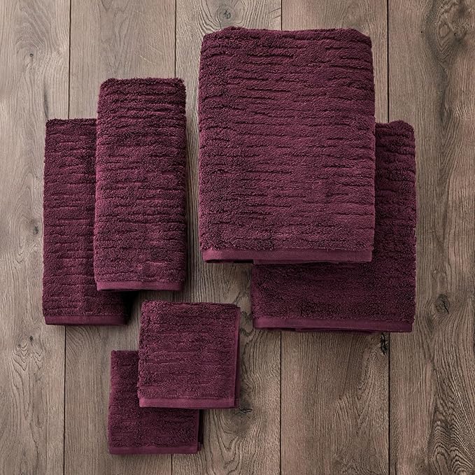 SKL Home CloudSoft 100% Cotton Luxury 6-Piece Towel Set, 600 GSM, Ultra Plush & Absorbent - 2 Bath Towels, 2 Hand Towels, 2 Washcloths, Bordeaux