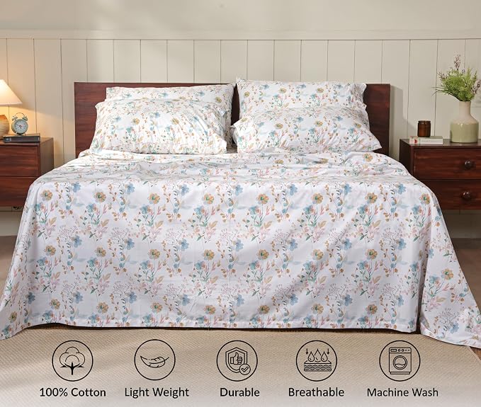 RUVANTI 100% Cotton Percale Sheets Full Size 6 Piece Set, Cooling Bed Sheets for Hot Sleepers, Deep Pocket 16”, Breathable Lightweight & Durable, Crisp Hotel Style Sheets, Radiant