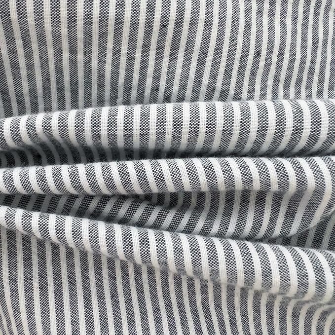 mixinni Grey Striped Duvet Cover Queen Size - 100% Washed Cotton Pinstripe Comforter Cover with Zipper Closure, Lightweight & Breathable, 3 Pieces Minimalist Stripes Pattern Printed Bedding Set