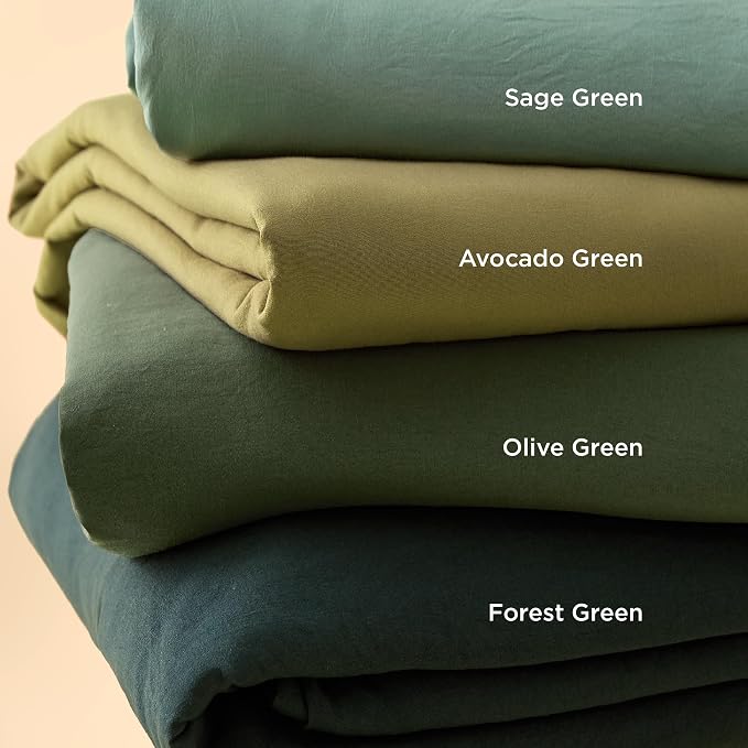 Bedsure Olive Green Super Queen Duvet Cover - 3 Pieces Prewashed Cotton-Like Polyester Extra Soft Bedding Set, Includes 1 Duvet Cover 98''x90'' with Zipper Closure & 2 Pillow Shams, No Comforter