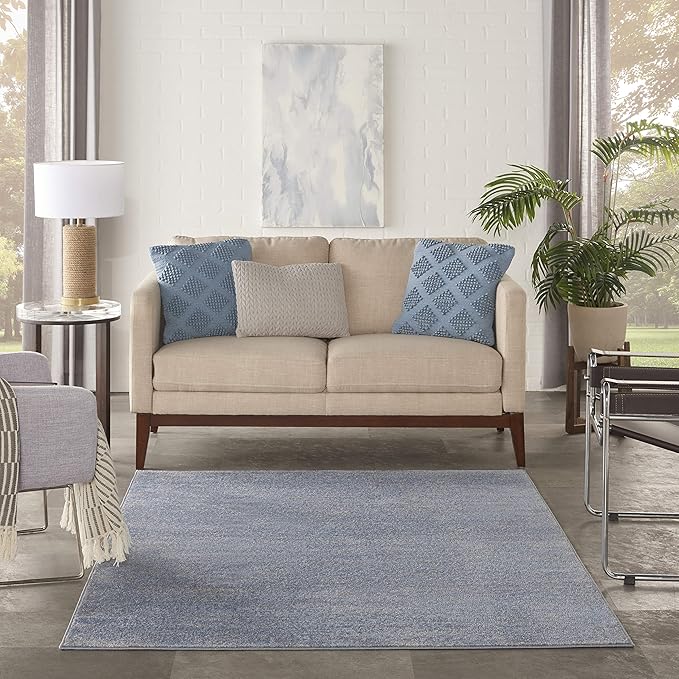 Nourison Home Nourison Essentials Blue Grey 6' x 9' Area Rug - Easy Clean, Non Shedding, Bed Room, Living Room, Dining Room, Kitchen (6' x 9')