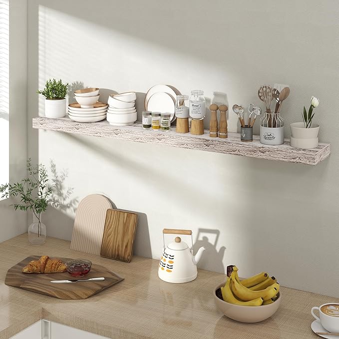 48 Inch Floating Shelves for Wall 1 Pack, 48" Wall Shelves for Books, Storage, Decor, Wall Mounted Floating Shelf with Invisible Brackets for Kitchen, Living Room, Rustic