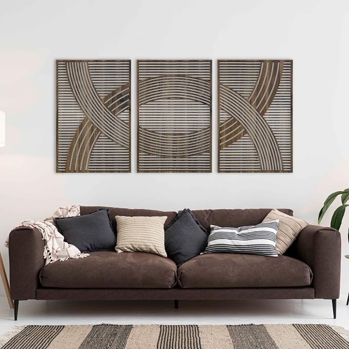 Wood Boho Wall Art, Large Mid Century Modern Wall Decor, Rustic Wooden Wall Art, Bohemian Wood Wall Hangings, Abstract Home Decor Gift
