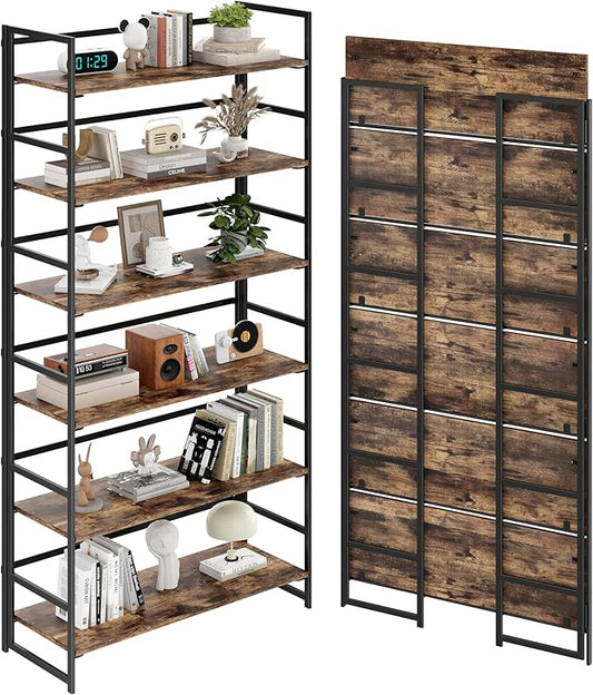 BHG Vintage Multifunctional Folding Bookshelf, No-Assembly Plant Stand Storage Rack Shelves for Home Office
