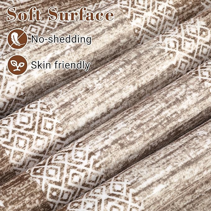 GarveeHome Washable 2.5x10 Kitchen Runner Rug, Easy Clean Geometri Rugs for Hallway Entryway, Indoor Outdoor Non Slip Rug Farmhouse Morden Carpet Door Mat Area Rug for Laundry Room Brown
