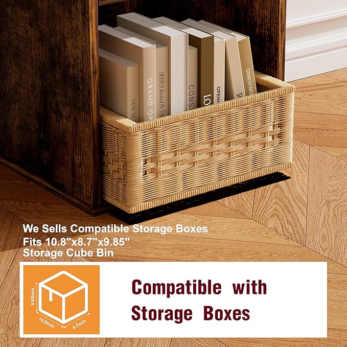 Book Shelf, Wooden Cube Storage Organizer with 11" Open Cubes, Stackable Bookcase for Room Divider Storage, 3 Tier Bookshelf for Living Room, Bedroom, Office (Indonesian Antique Oak, 3-Cube)