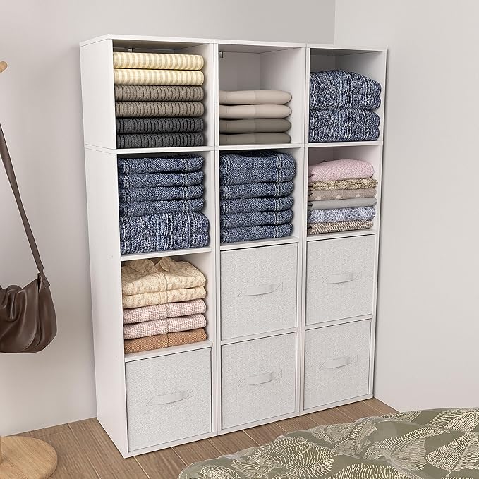 4 Cube Storage Organizer, 4 Tier Cube Low Bookcase Freestanding Storage Display Organizer, Four-Cubes Open Shelf Bookshelf for Home Office (White, 4-Cube)