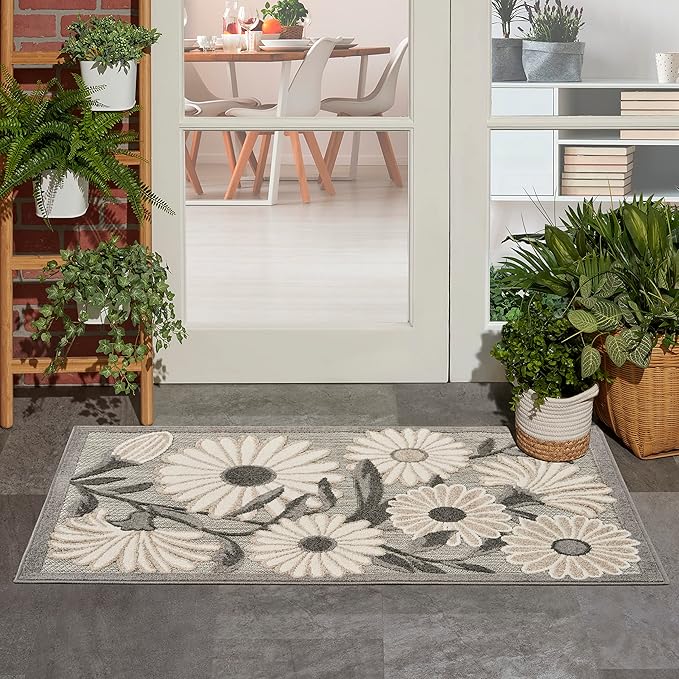 Nourison Home Aloha Beige 2'8" x 4' Area Rug - Easy Clean, Non Shedding, Bed Room, Living Room, Dining Room, Kitchen (3' x 4')