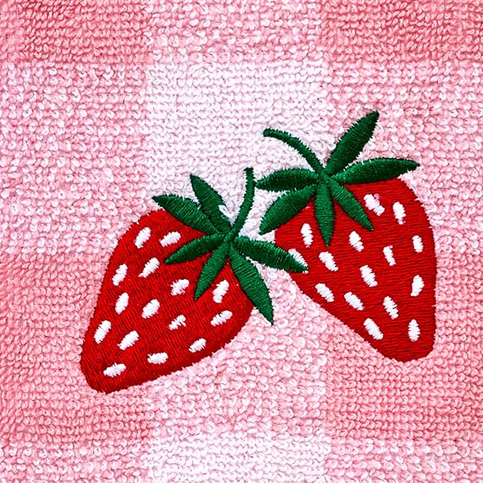 SKL Home Buffalo Plaid Strawberry 100% Cotton Jacquard 2pc Hand Towel Set, Embroidered & Decorative for Bath/Kitchen/Bar & Gift, Pink