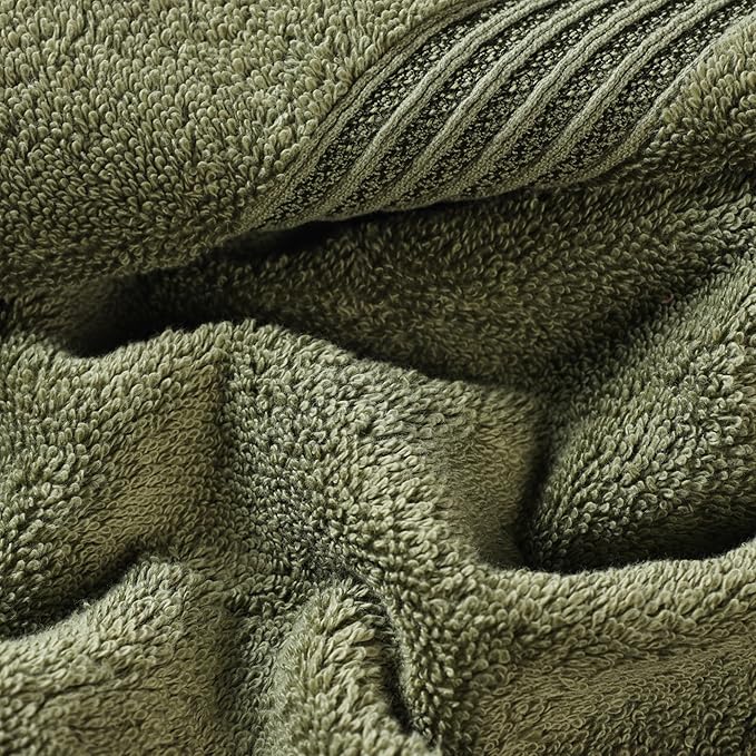 Superior Egyptian Cotton 6-Piece Towel Set, Assorted Towels, Home Bathroom, Master, Guest Bath, Decor Essentials, Includes 2 Bath, 2 Hand, 2 Face Towels/Washcloths, Quick Dry, Absorbent, Forest Green