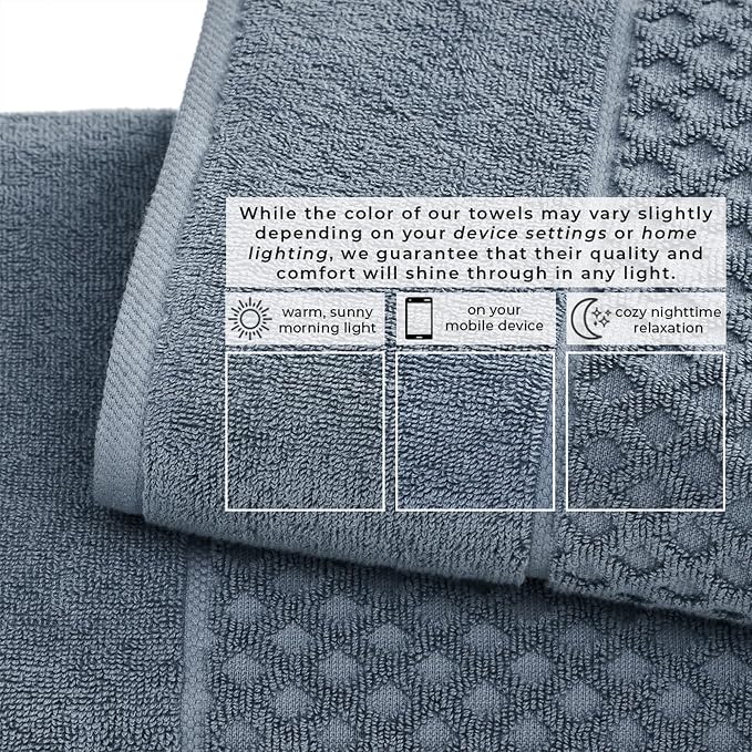 Great Bay Home Hand Towels - 100% Cotton 6 Pack 26x16 Hand Towel Set - Absorbent, Durable, Quick-Dry Towels for Bathroom (Blue)
