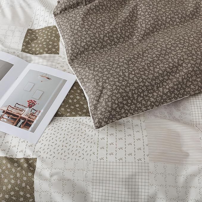 HoneiLife Rustic Duvet Cover Queen - 100% Cotton Comforter Cover 3-Piece, All Season Bedding Duvet Cover Sets with Zipper Closure & Corner Ties