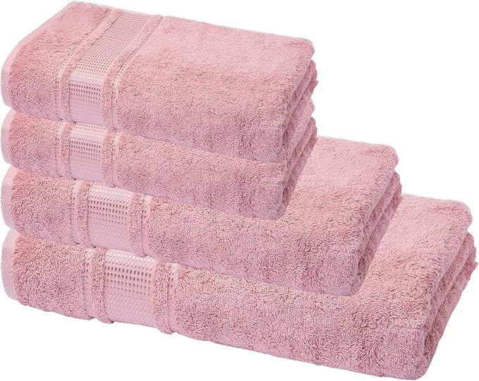 Melissa Linen, 8 Piece Towel Set, 2 Bath Towel 2 Hand Towel 4 Fingertip Towels, 100% Turkish Cotton Towels for Bathroom, Absorbent, Quick Dry, Durable and Soft, Dusty Pink