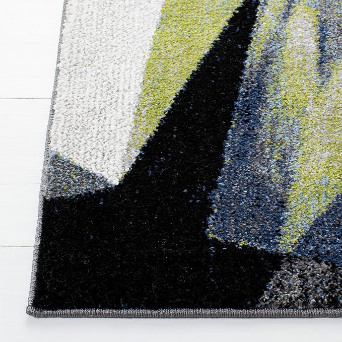 SAFAVIEH Porcello Collection Runner Rug - 2'3" x 18', Grey & Blue, Modern Abstract Design, Non-Shedding & Easy Care, Ideal for High Traffic Areas in Living Room, Bedroom (PRL6940G)