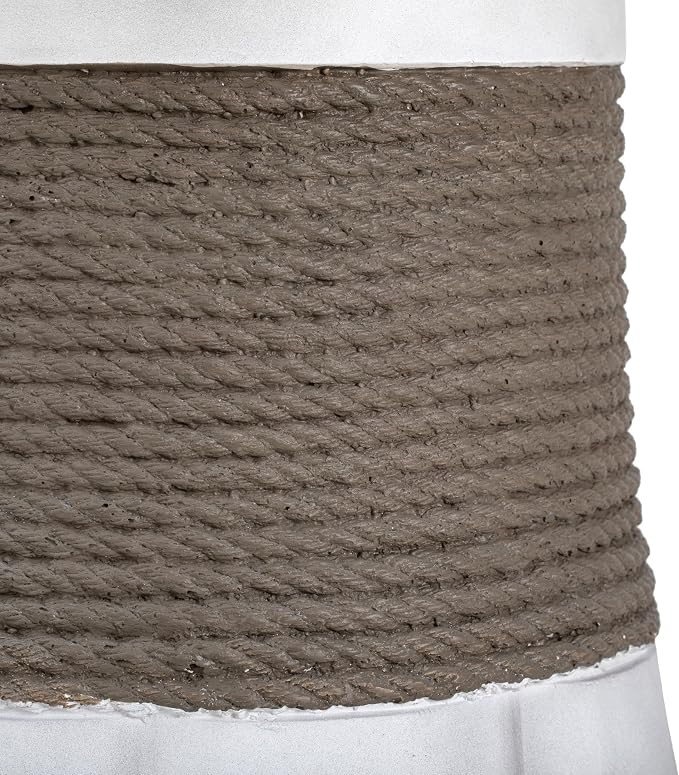 ø14'' Faux Concrete Cement Round Side Table End Table, Modern Contemporary Minimalist Retro Style, MGO Material for Indoor & Outdoor, No Assembly, Woven Rope & Fan-Base, Brown & Gray