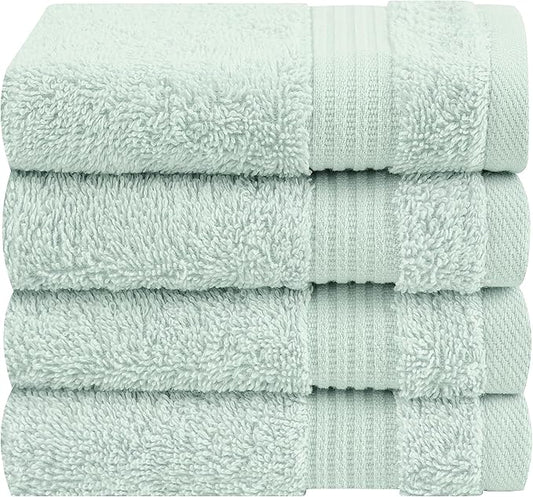Cotton Paradise 100% Cotton Turkish Towel Set, Soft Absorbent Quick Dry, 4 Piece Washcloth Set, Mint Green