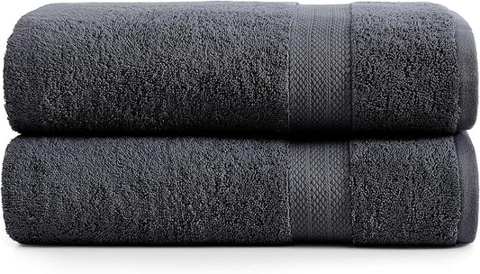 LANE LINEN Bath Towels Large - 2 Pack - 100% Cotton Bath Sheet - Fade Resistant, Machine Washable & Highly Absorbent - Oversized Luxury Towels for Bathroom - Hotel Quality Black Towels