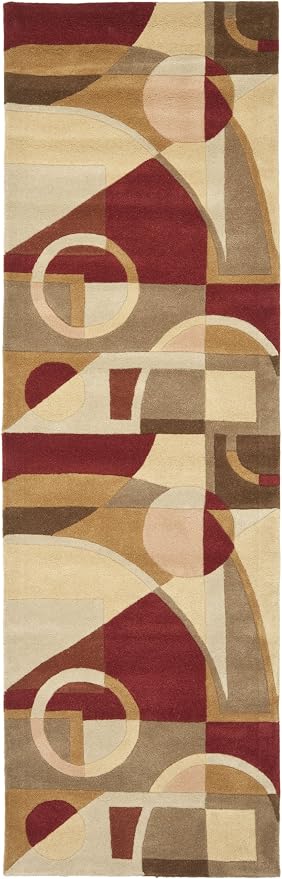 SAFAVIEH Rodeo Drive Collection X-Large Area Rug - 2'6" x 22', Beige & Multi, Handmade Mid-Century Modern Abstract Wool, Ideal for High Traffic Areas in Living Room, Bedroom (RD845A)