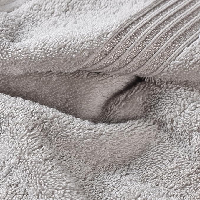 Superior Heritage Egyptian Cotton Bath Towel Set, Large Body Towels for Home Bathroom, Master, Guest Bath Decor, Plush, Absorbent Basics, Spa, Hotel, Resort, Luxury Essentials, Set of 4, Silver