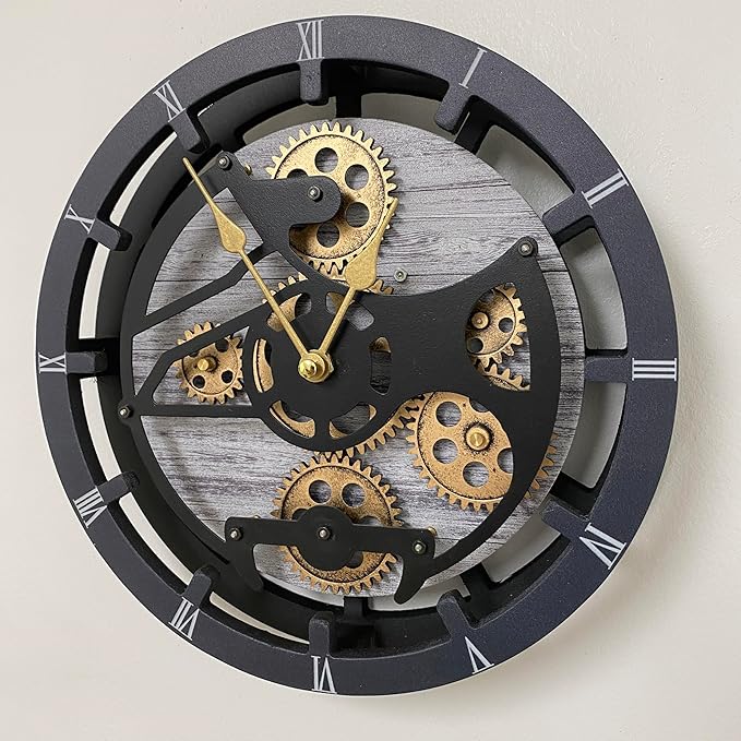 ImprovingLife The Gears Clock Desk Clock 10 inches with Real Moving Gears Convertible into Wall Clock (Silver Glamour)