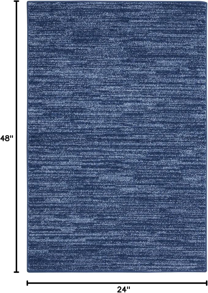 Nourison Home Nourison Essentials Navy Blue 2' x 4' Area Rug - Easy Clean, Non Shedding, Bed Room, Living Room, Dining Room, Kitchen (2' x 4')