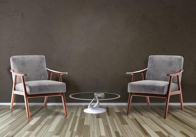 Container Furniture Direct Accent Chair with Microfiber Upholstery and Solid Wood Frame, Classic Mid-Century Modern Living Room Furniture for Extra Seating, Spotted Grey