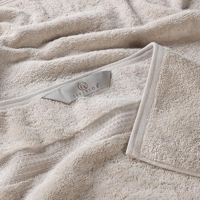 Superior Egyptian Cotton 6-Piece Towel Set, Assorted Towels for Home Bathroom, Master, Guest Bath, Decor Essentials, Includes 2 Bath, 2 Hand, 2 Face Towels/Washcloths, Quick Dry, Absorbent, Stone