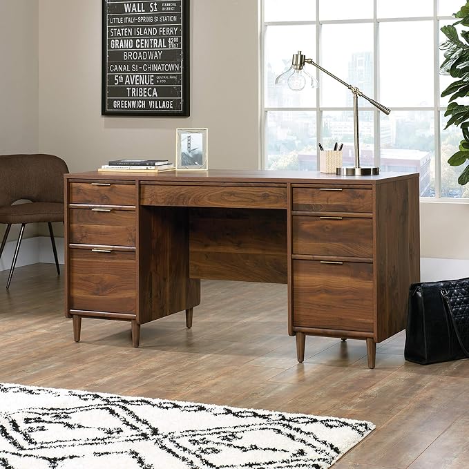 Sauder Clifford Place Executive Desk, in Grand Walnut finish