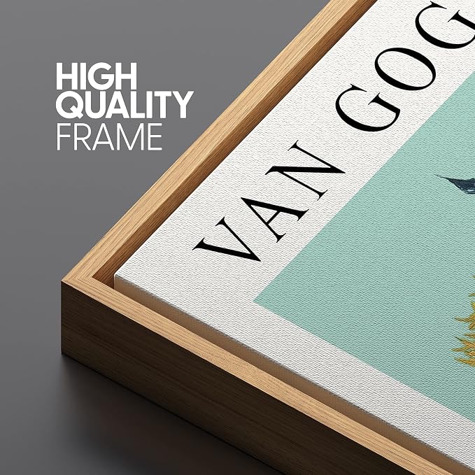 SIGNLEADER Framed Canvas Print Wall Art Van Gogh Sunflower Oil on Canvas Decorative Brushstroke Illustrations Fine Art Colorful Multicolor Warm for Living Room, Bedroom, Office - 24"x36" Natural
