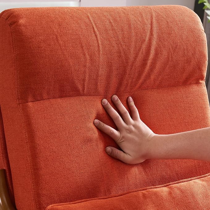 Bonnlo High Back Burnt Orange Accent Chairs Set of 2, Upholstered Mid Century Modern Lounge Chairs Reading Chairs Side Sitting Chair Solid Wood Farmhouse Armchairs for Living Room, Bedroom, Guest Room