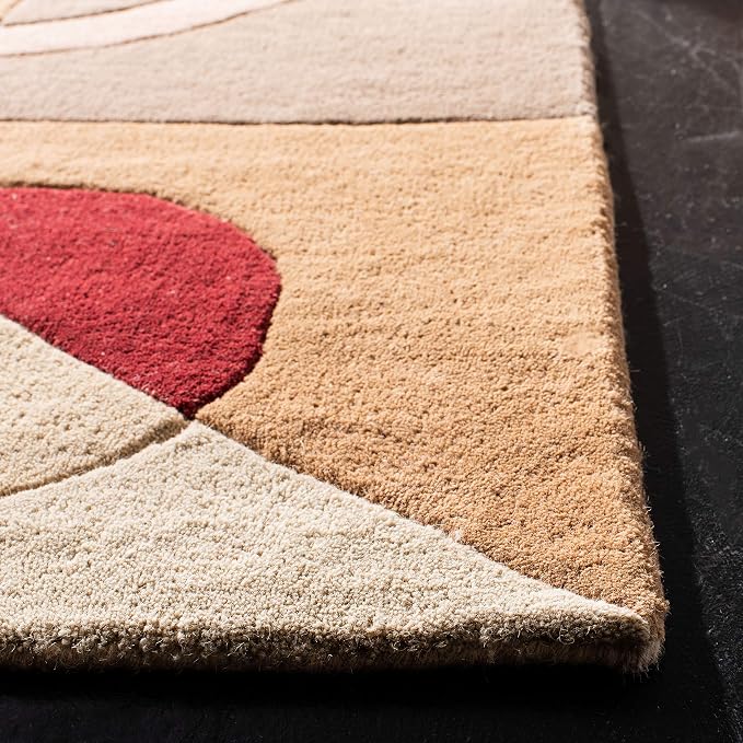 SAFAVIEH Rodeo Drive Collection Area Rug - 8' x 11', Beige & Multi, Handmade Mid-Century Modern Abstract Wool, Ideal for High Traffic Areas in Living Room, Bedroom (RD845A)