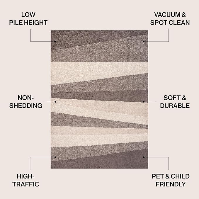 JONATHAN Y Prism Geometric Striped Beige/Brown Indoor Area Rug 5x8, Modern, Coastal, Easy-Cleaning for Living Room, Bedroom, Kitchen, Pet Friendly, Non-Shedding (DZC101C-5)